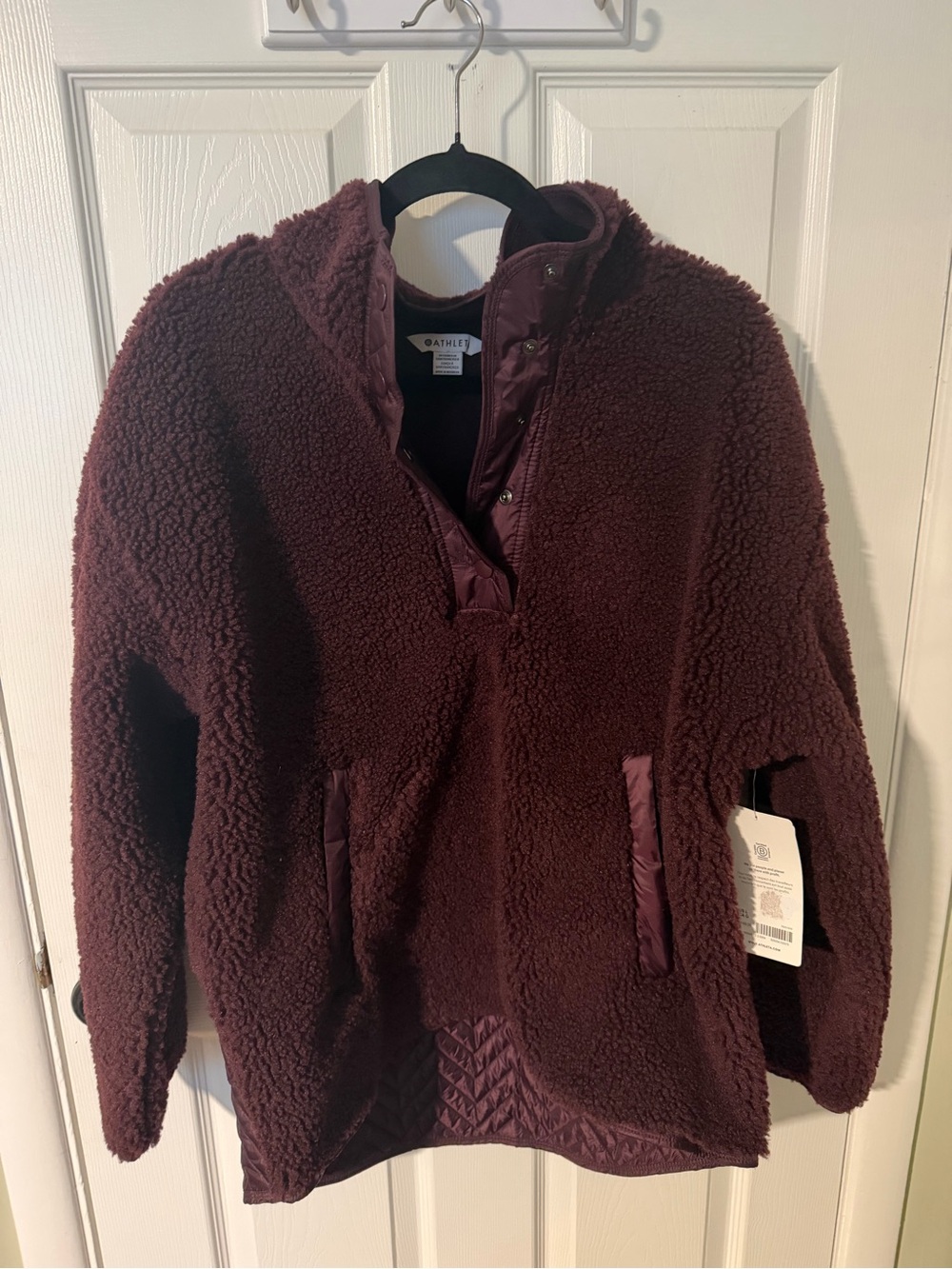 Athleta Cozy Sherpa Snap Sweatshirt Large